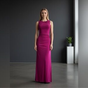 NWT Elegant Magenta Maxi Formal Evening Party Dress Gown